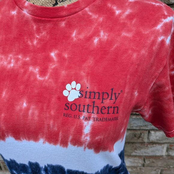 ⭐ Simply Southern Patriotic Tie Dye "Bone in the USA" shirt size small - Picture 3 of 11